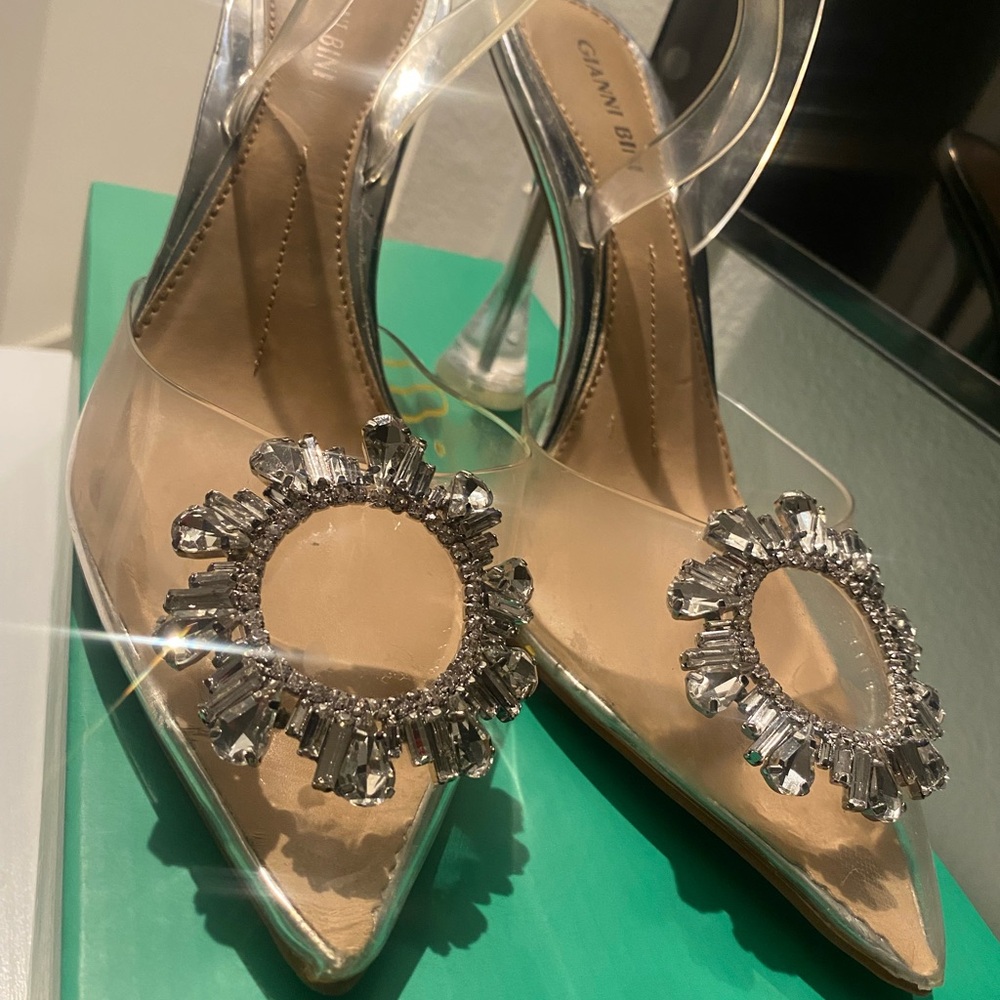 Clear heels Gianni bini  and Crystal Embellished Heels (in a replacement box)